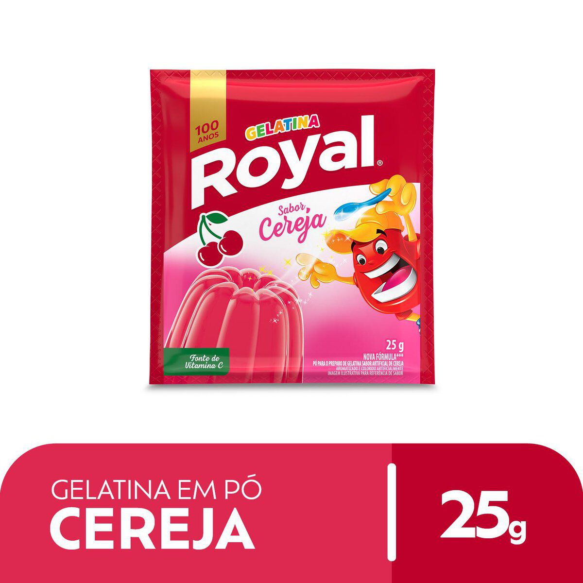 Gelatina em P&oacute; Cereja Royal Pacote 25g
