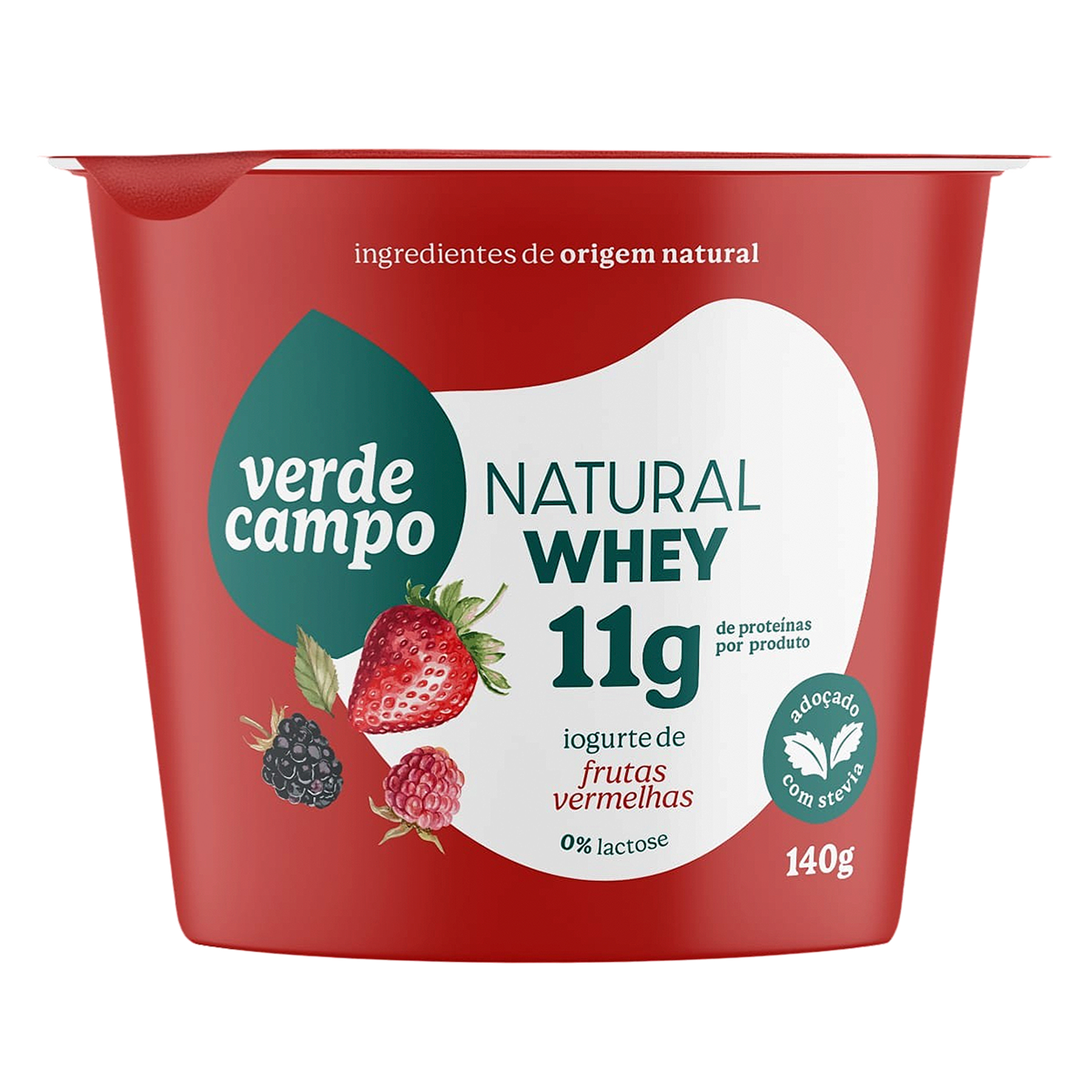 Iogurte Frutas Vermelhas Natural Whey 11g Verde Campo Pote 140g&nbsp;