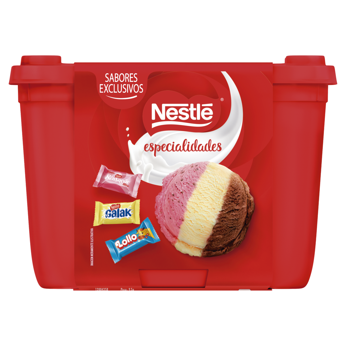 Sorvete Especialidades Sensa&ccedil;&atilde;o, Galak e Lollo Nestl&eacute; Pote 1,5l