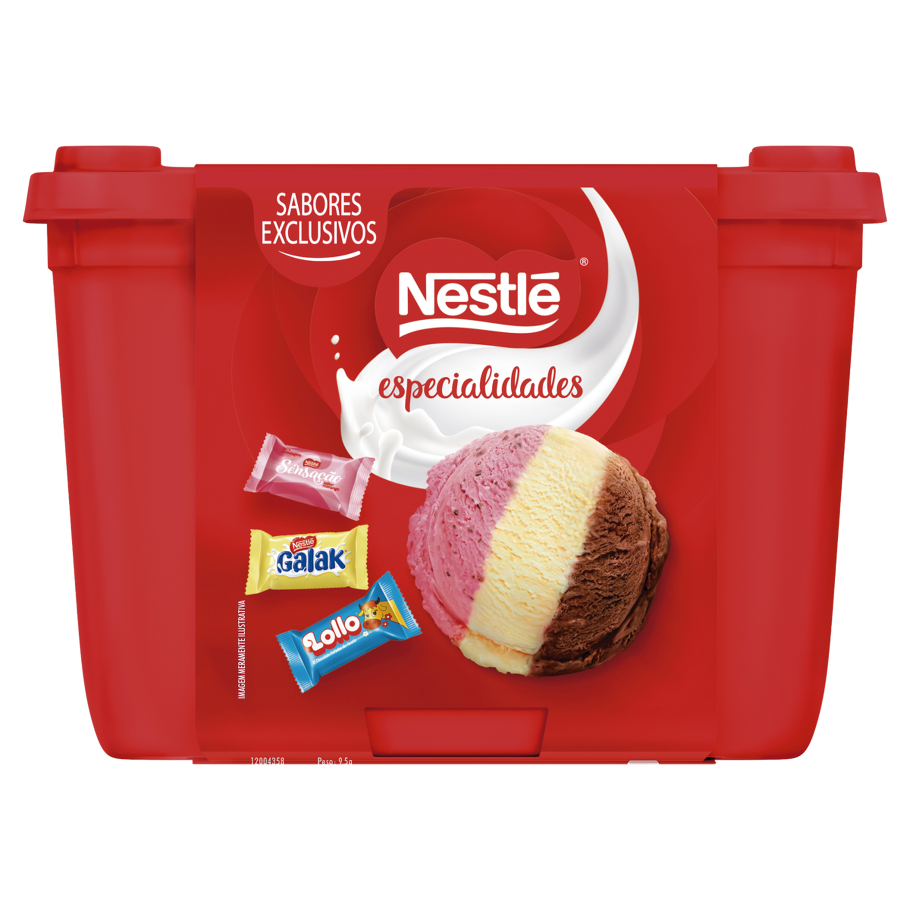 Sorvete Especialidades Sensa&ccedil;&atilde;o, Galak e Lollo Nestl&eacute; Pote 1,5l