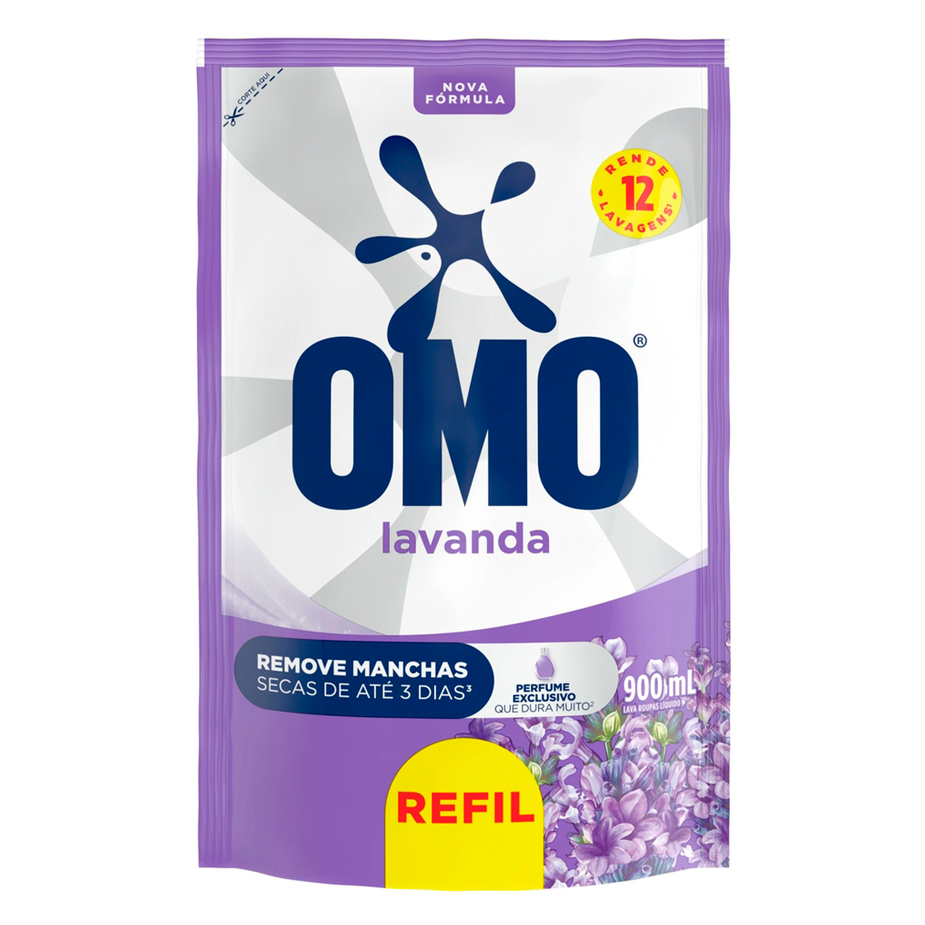 Lava Roupas L&iacute;quido Lavanda Omo Sach&ecirc; 900ml