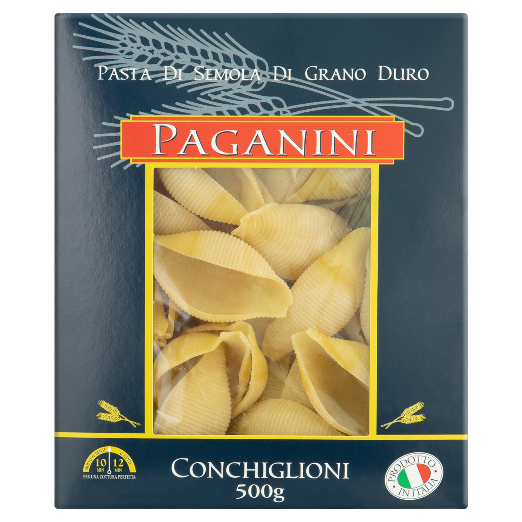Macarr&atilde;o de S&ecirc;mola Grano Duro Conchiglioni Paganini Caixa 500g