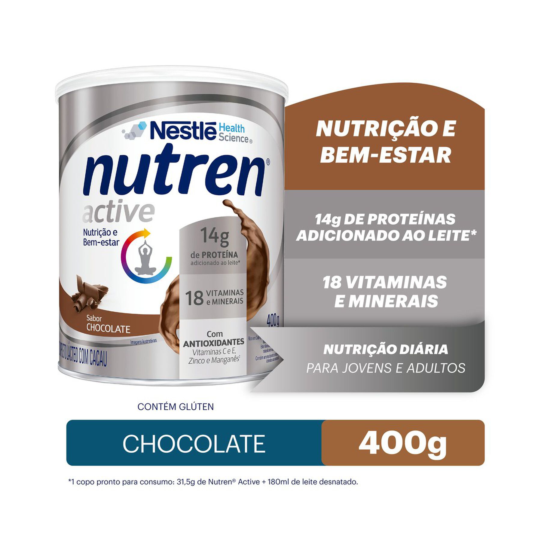 Complemento Alimentar Nutren Active Chocolate 400g&nbsp;