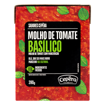 Molho de Tomate Basílico Sabores Cepêra Caixa 390g