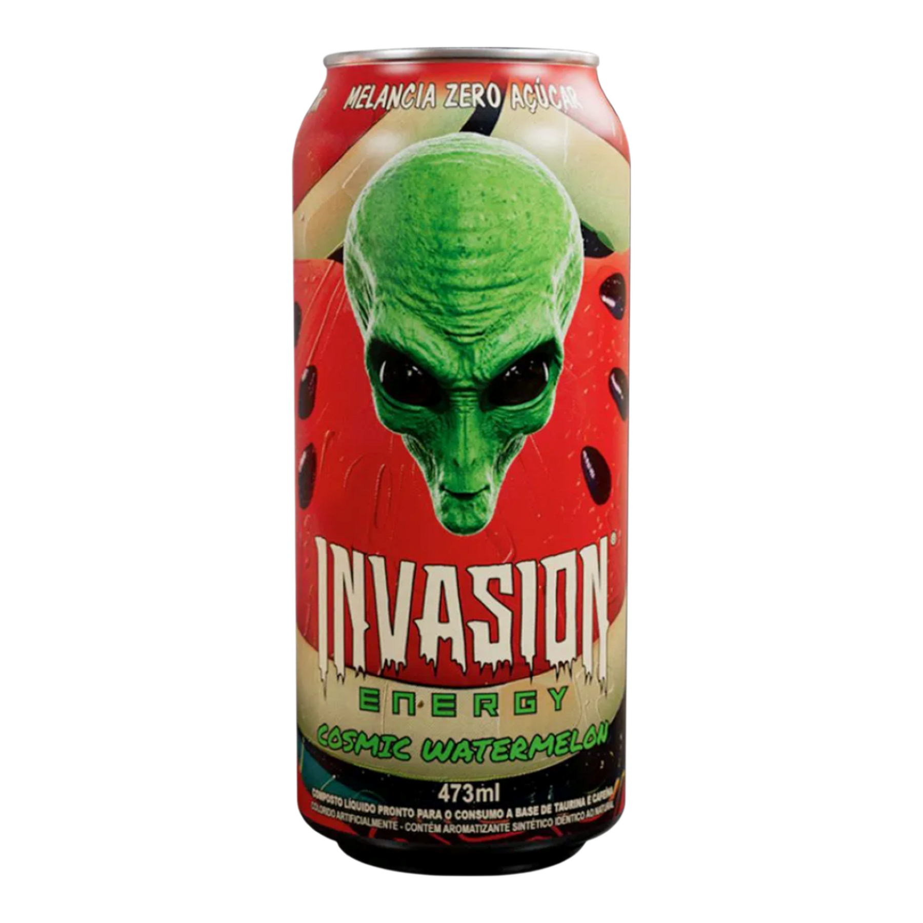 Energ&eacute;tico Melancia Zero A&ccedil;&uacute;car Energy Invasion Lata 473ml