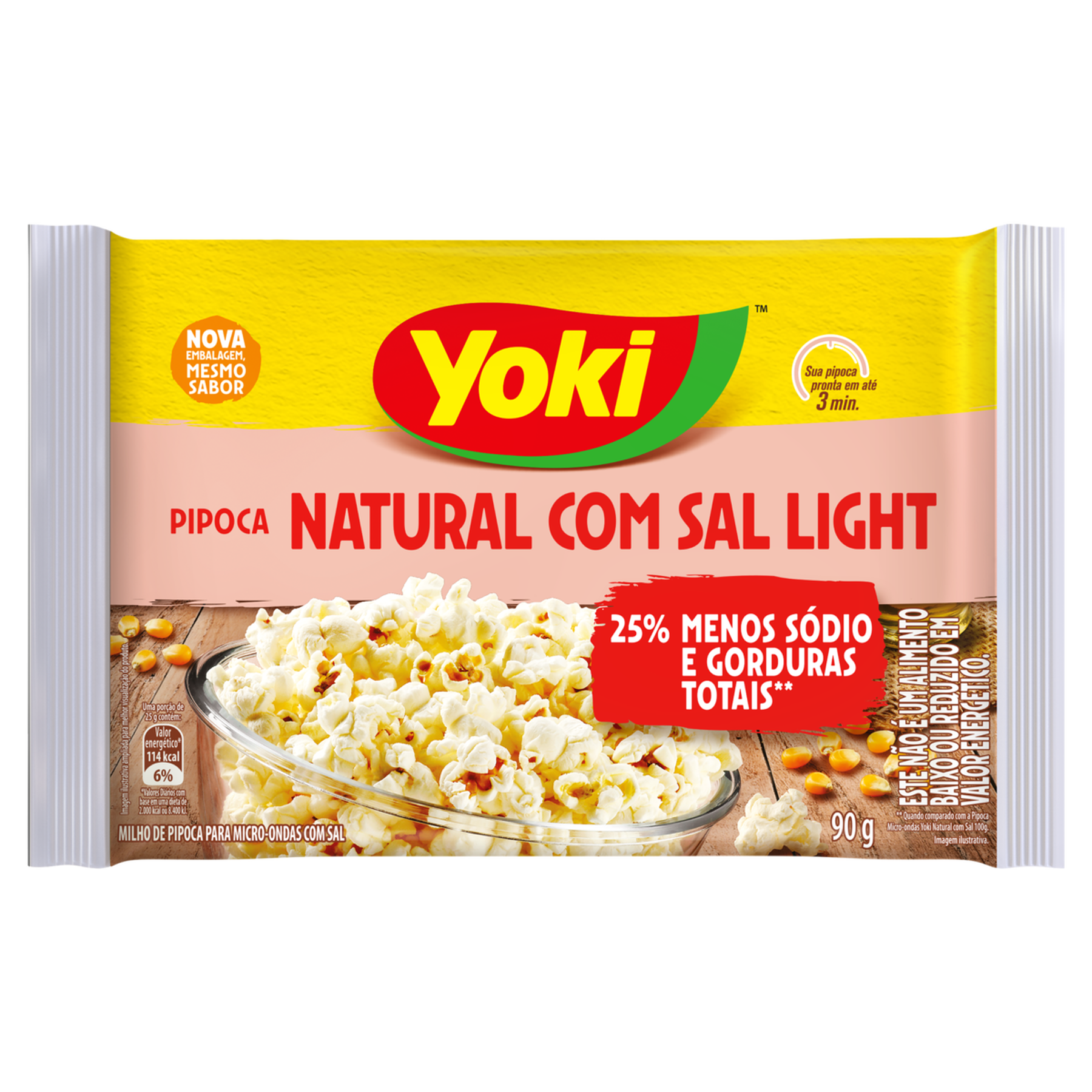 Pipoca para Micro-Ondas Natural com Sal Yoki Premium Pacote 90g