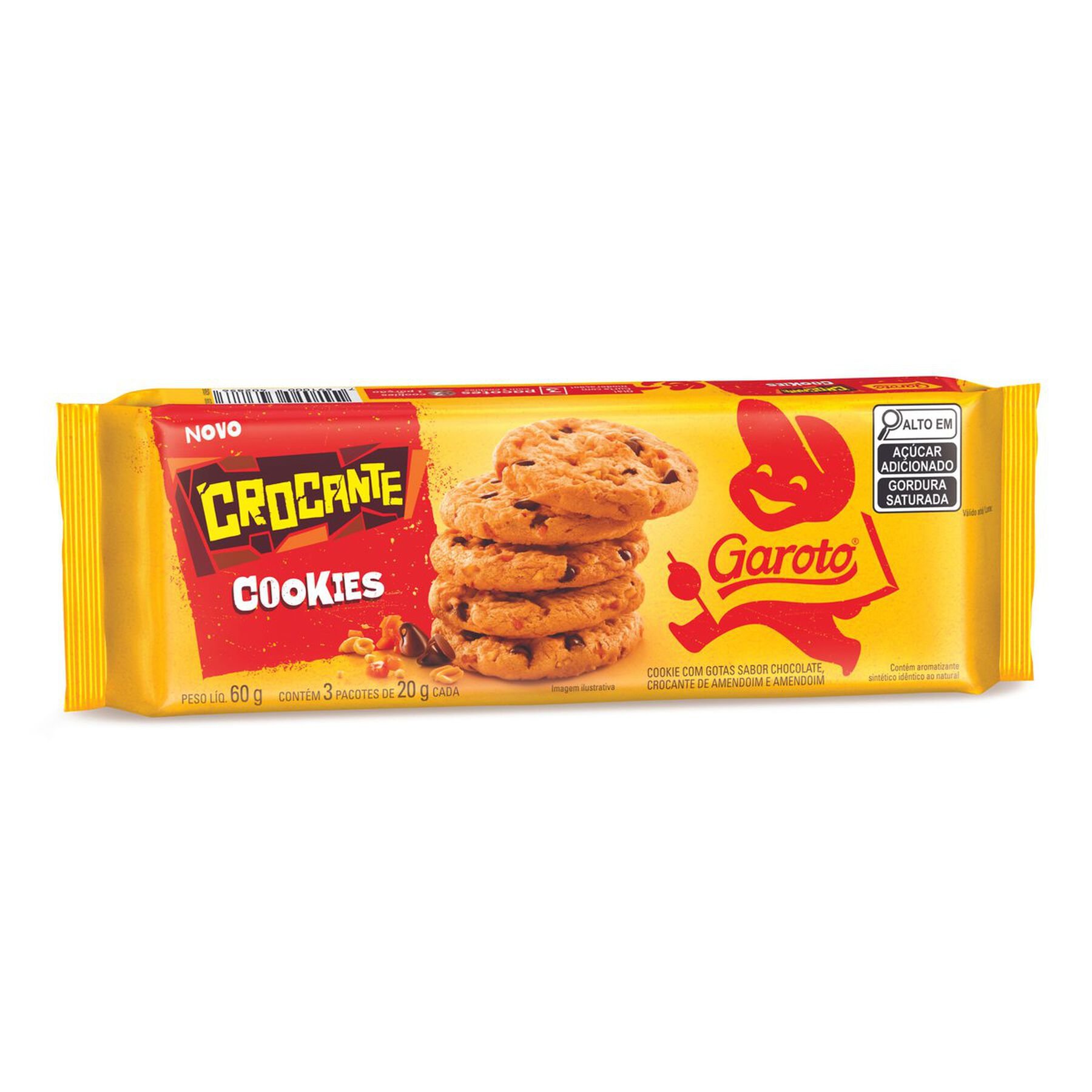 Biscoito Cookie com Gotas de Chocolate Crocante Garoto Pacote 60g 