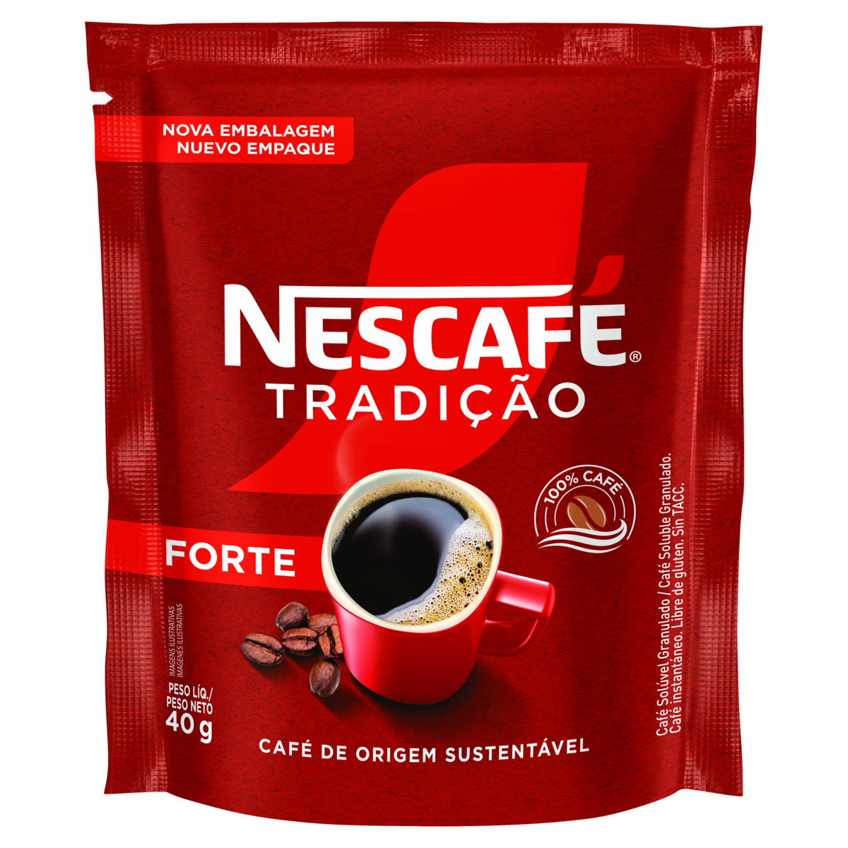 Caf&eacute; Sol&uacute;vel NESCAF&Eacute; Tradi&ccedil;&atilde;o Forte Sachet 40g