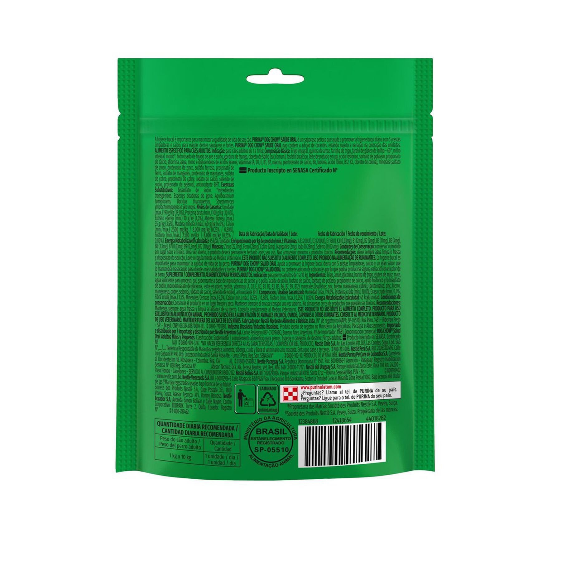 Petisco para C&atilde;es Adultos Ra&ccedil;as Minis e Pequenas Purina Dog Chow Sa&uacute;de Oral Pouch 45g 3 Unidades&nbsp;