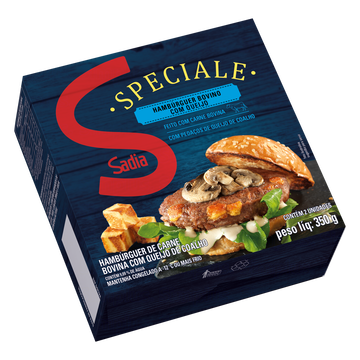 Hambúrguer de Carne Bovina com Queijo Sadia Speciale Caixa 350g 2 Unidades