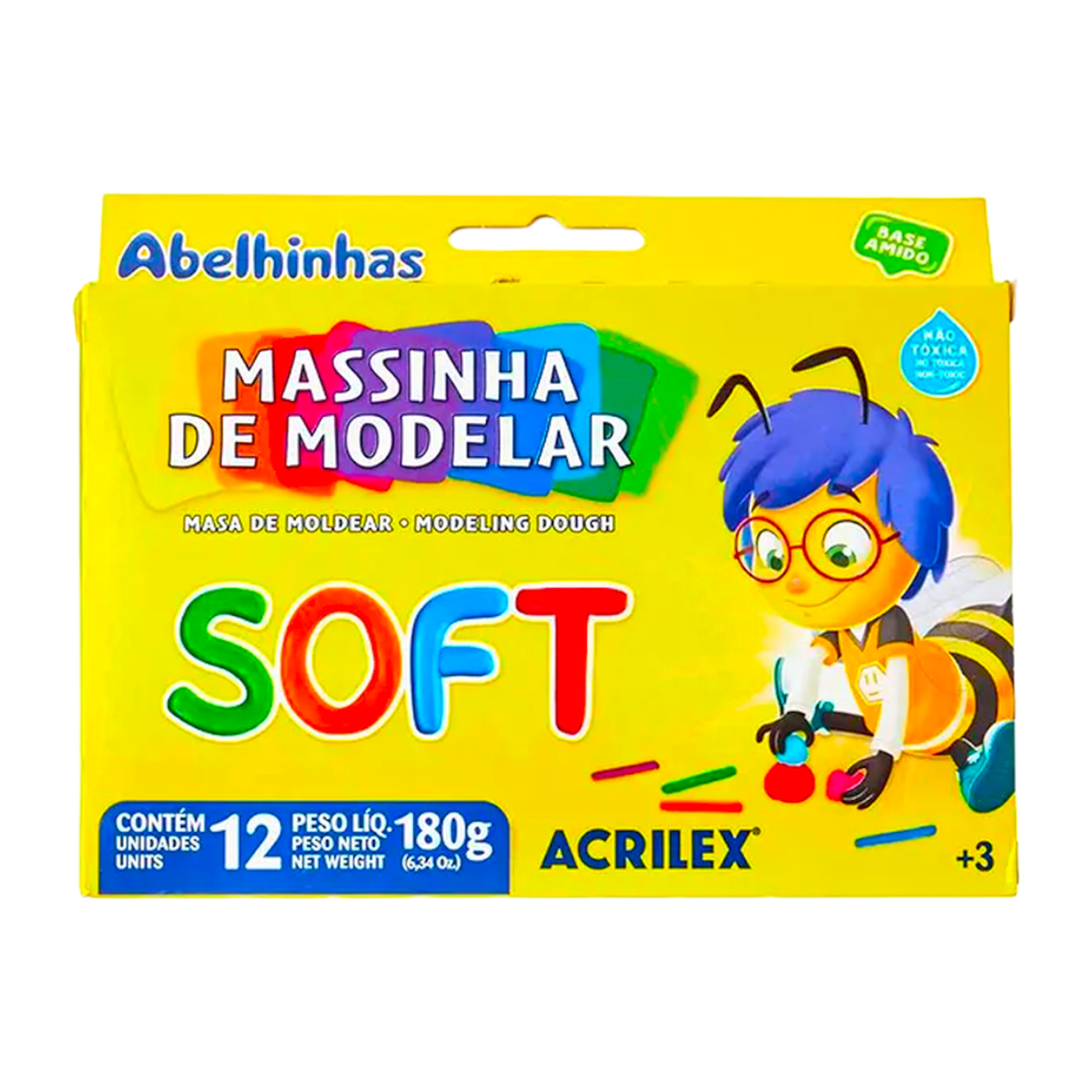 Massa Modelar Acrilex Soft 12 Cores