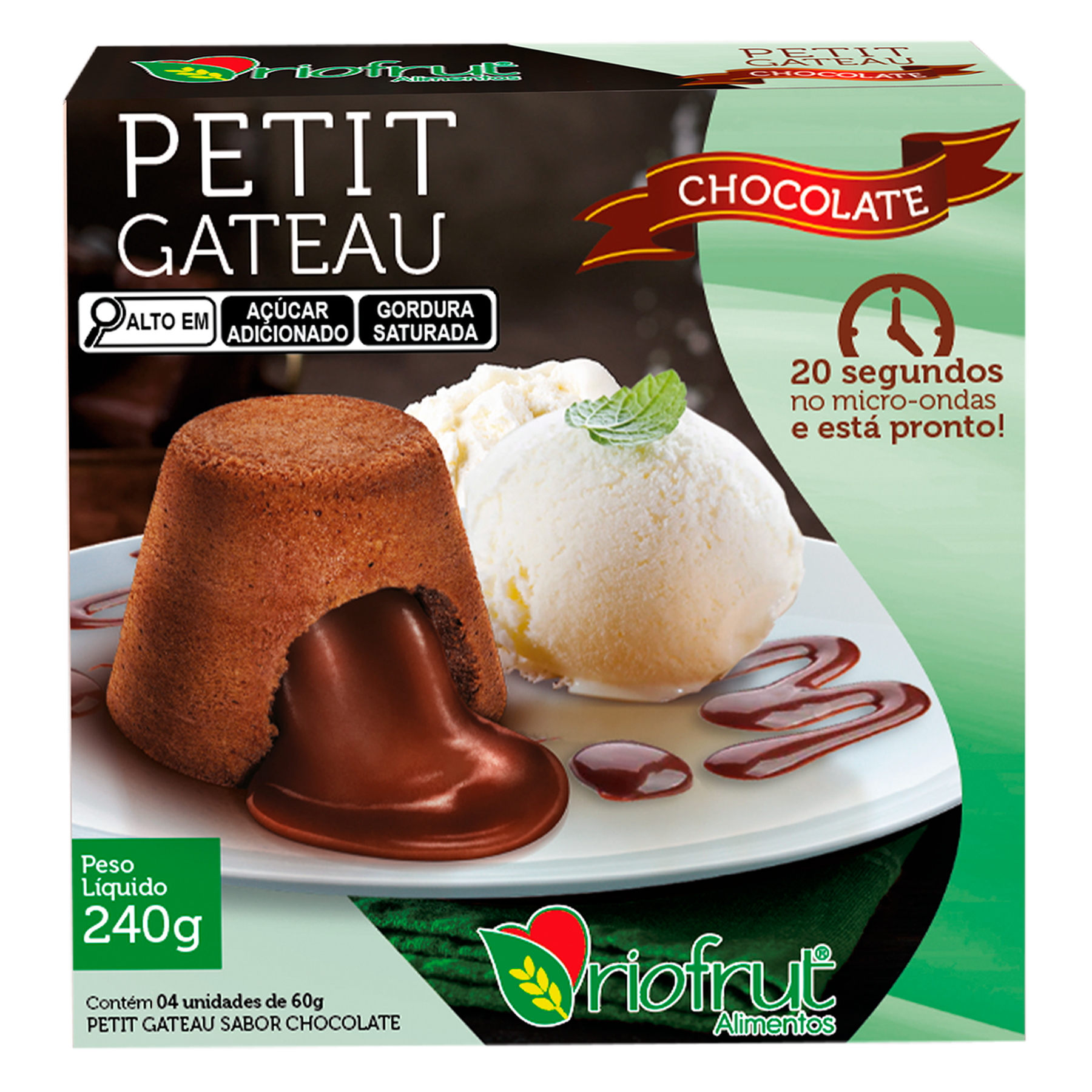 Petit Gateau Chocolate Riofrut Caixa 240g C/4 Unidades