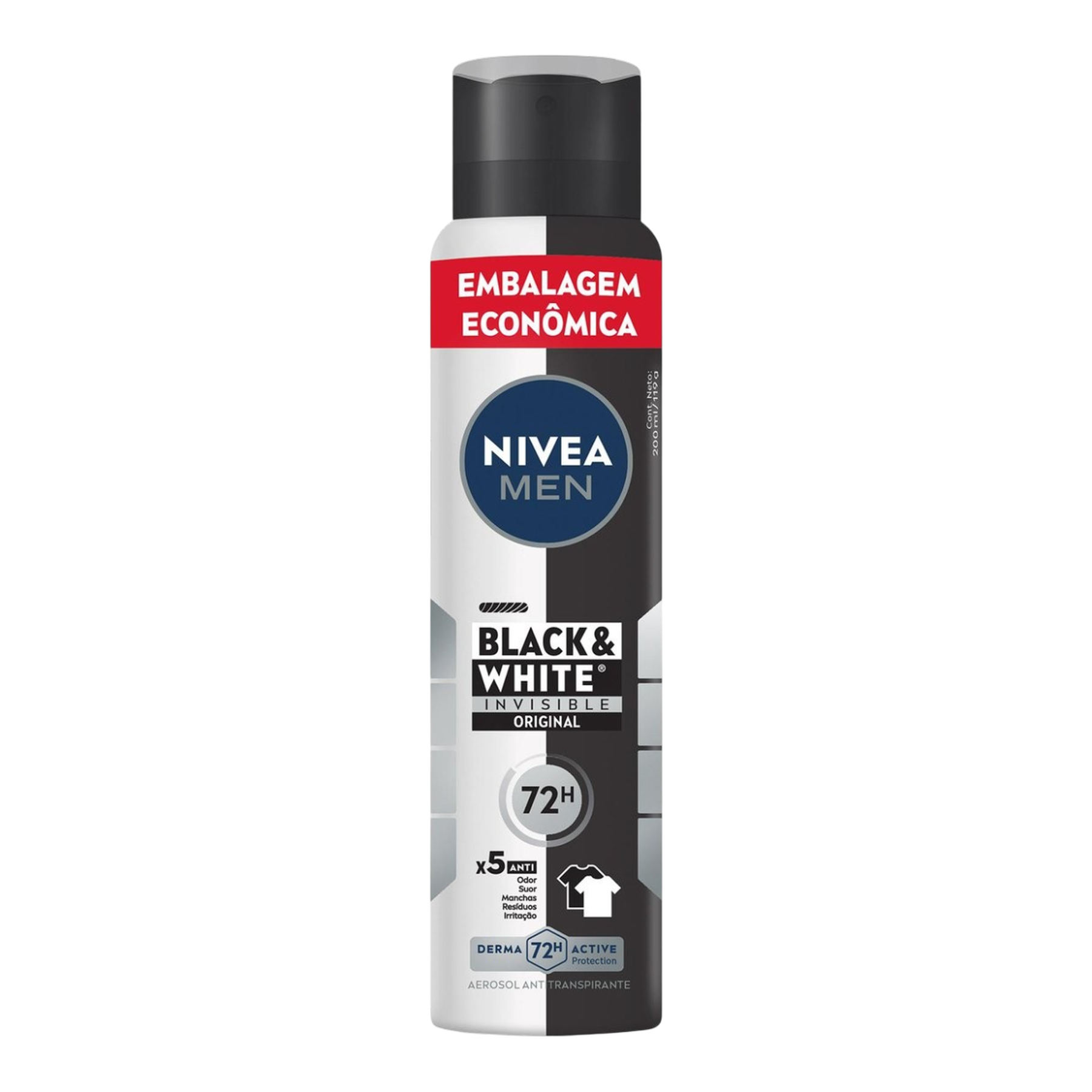 Desodorante Antitranspirante Aerossol Nivea Men Invisible Black & White 200ml