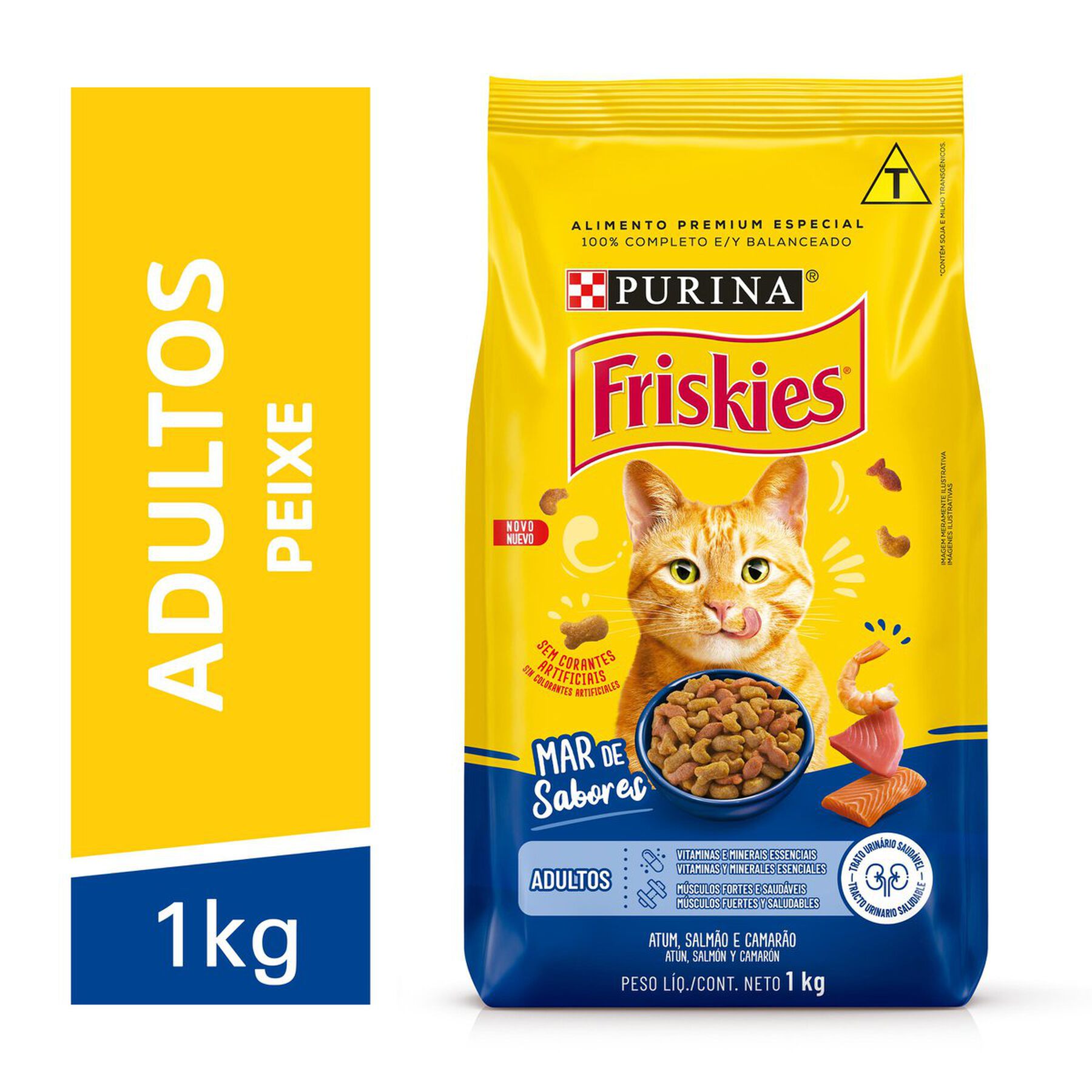 Alimento para Gatos Adultos Peixe e Frutos do Mar Purina Friskies Pacote 1kg