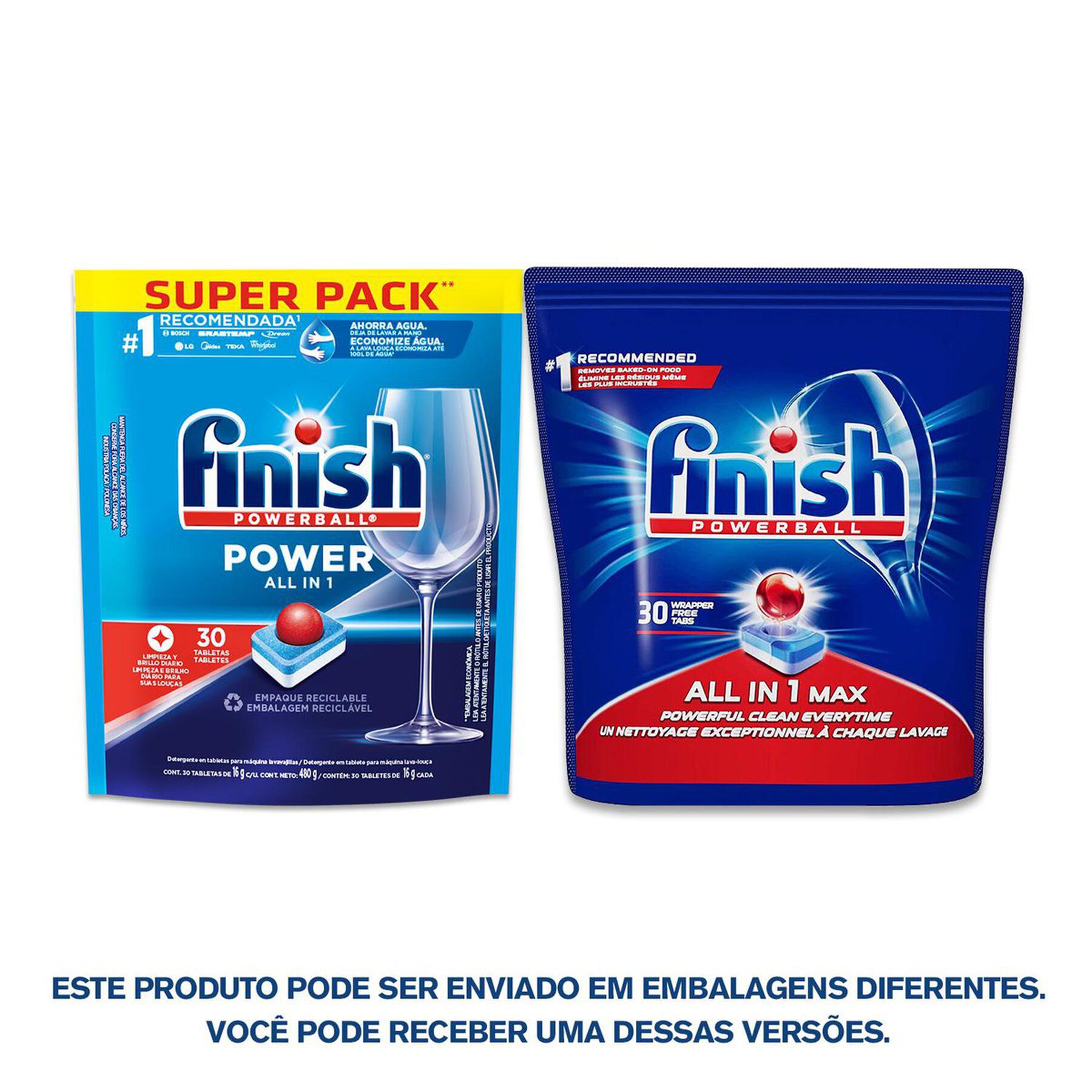 Detergente Tablete para Máquina de Lavar Louças Finish Powerball All In 1 Sachê 480g C/30 Unidades - Embalagem Econômica