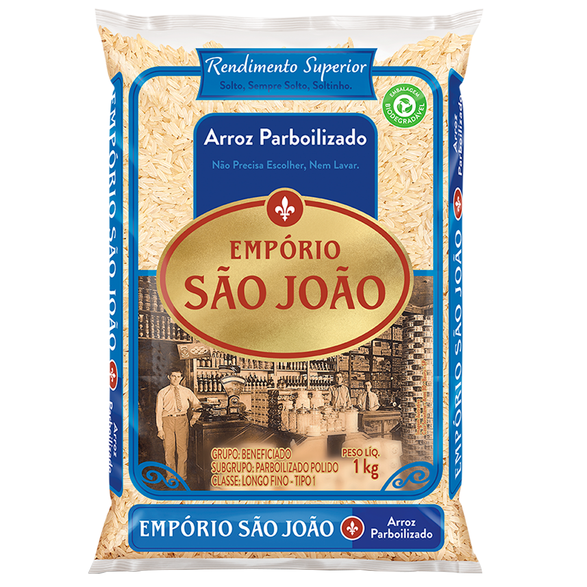 Arroz Parboilizado Emp&oacute;rio S&atilde;o Jo&atilde;o Pacote 1kg