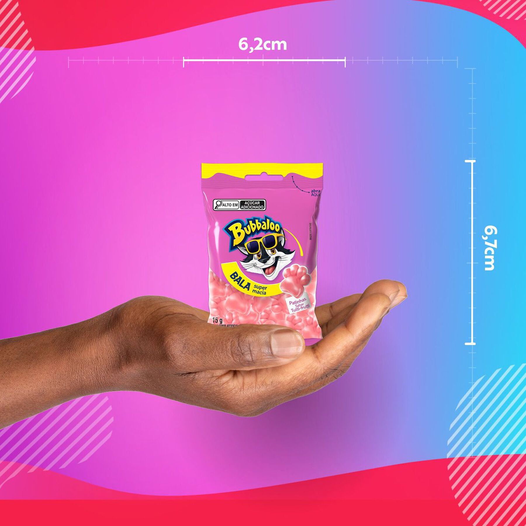 Bala Tutti Frutti Patinhas Bubbaloo Pacote 15g