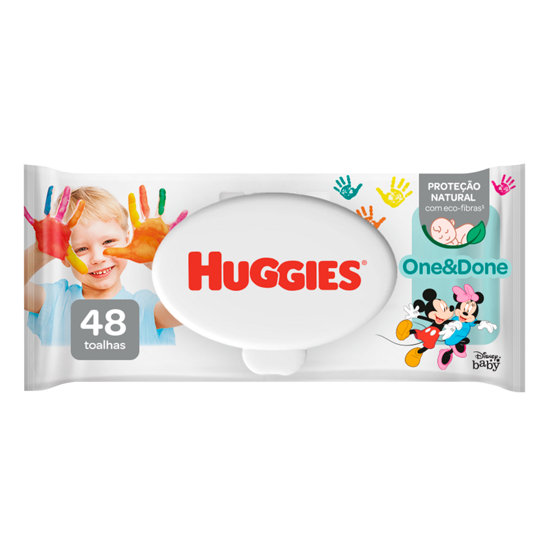 Toalha Umedecida Suave Huggies One&Done 19.3cm x 15.7cm Pacote 48 Unidades