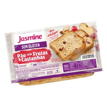 Pão Fatiado com Frutas e Castanhas Sem Glúten Jasmine Pacote 350g
