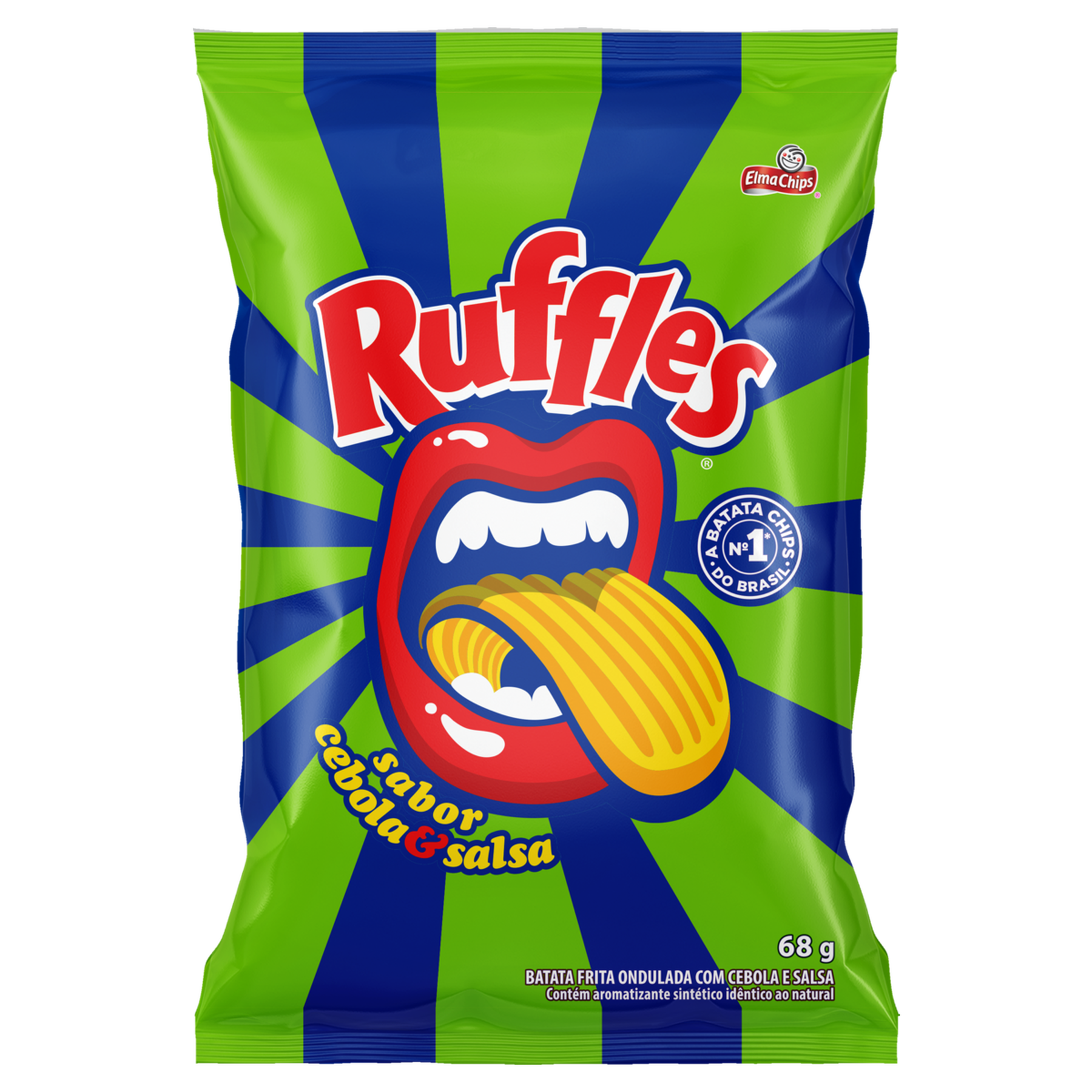 Batata Frita Ondulada Cebola e Salsa Ruffles Elma Chips Pacote 68g