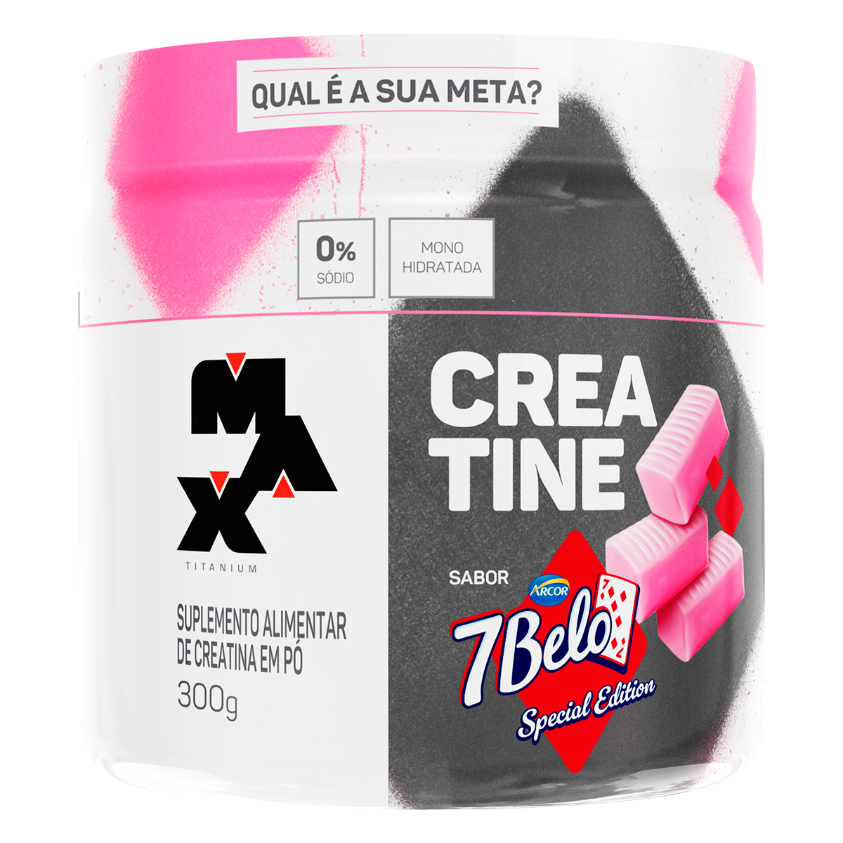 Suplemento Alimentar de Creatina em P&oacute; 7 Belo Max Titanium Pote 300g