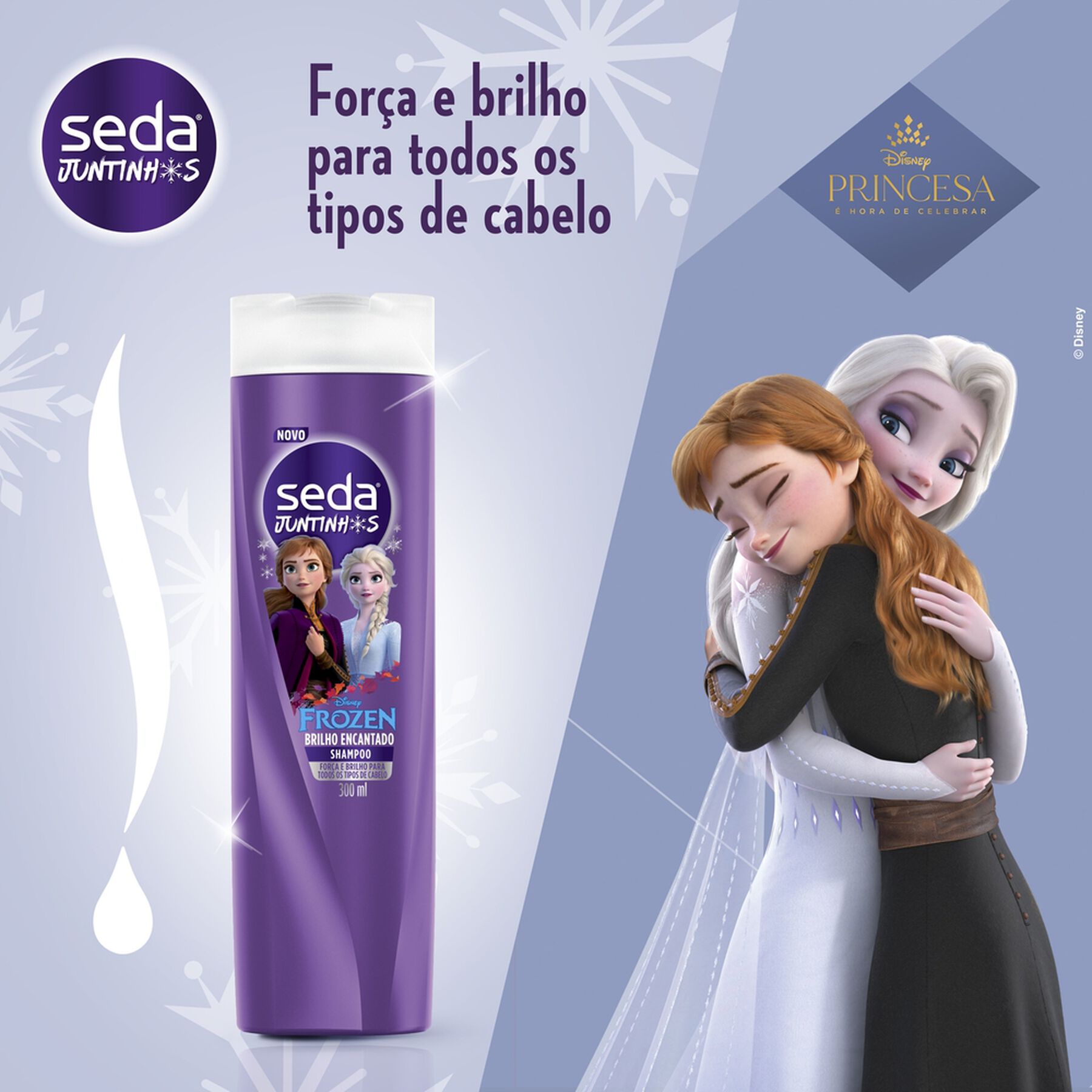 Shampoo Infantil Frozen Brilho Encantado Seda Juntinhos Frasco 300ml