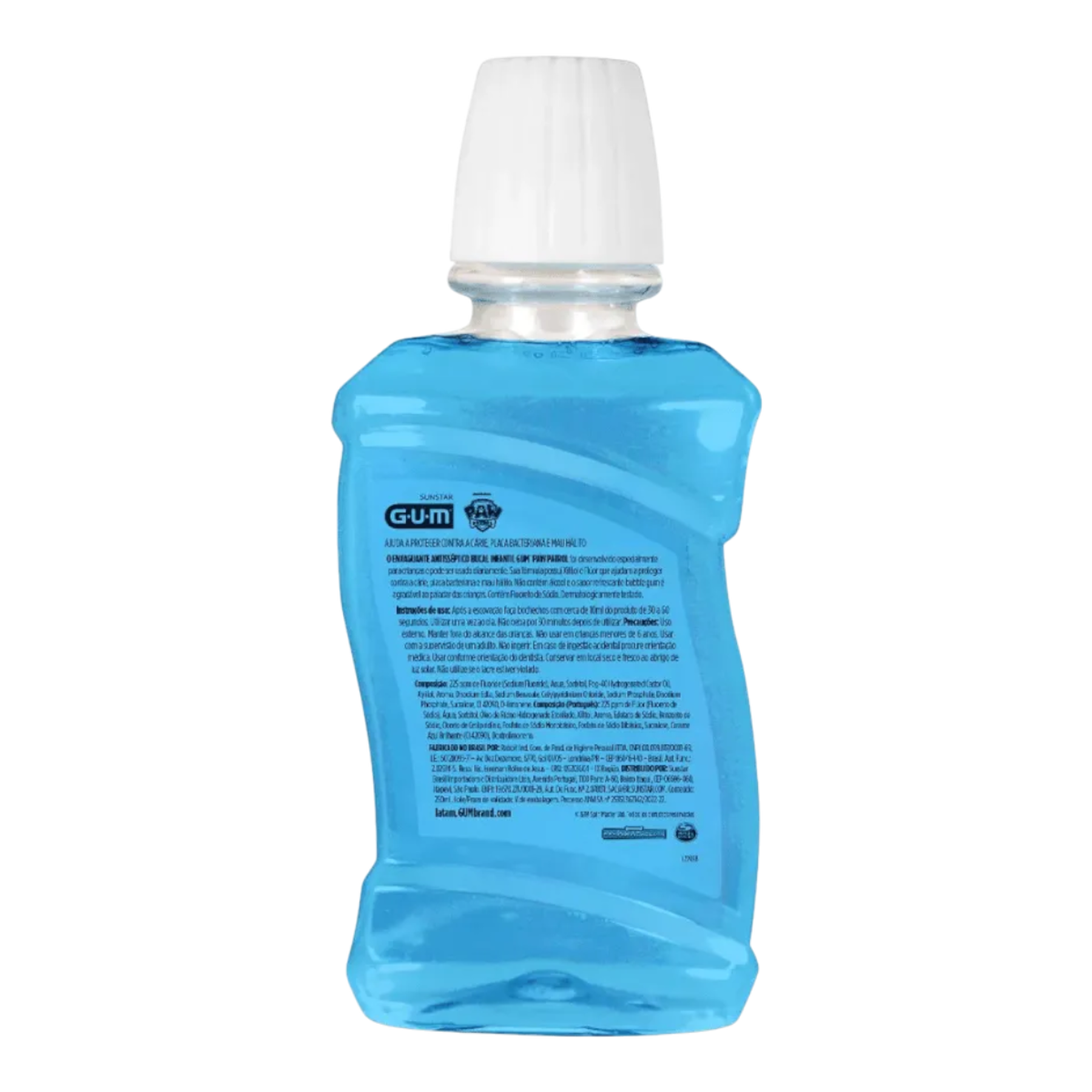 Enxaguante Bucal Infantil Antiss&eacute;ptico Zero &Aacute;lcool Bubble Paw Patrol GUM Frasco 250ml