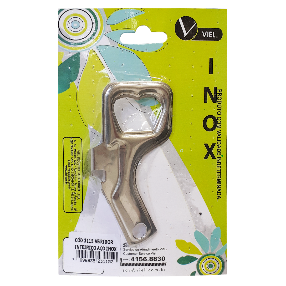 Abridor de Garrafa A&ccedil;o Inox Viel Ref. 3115