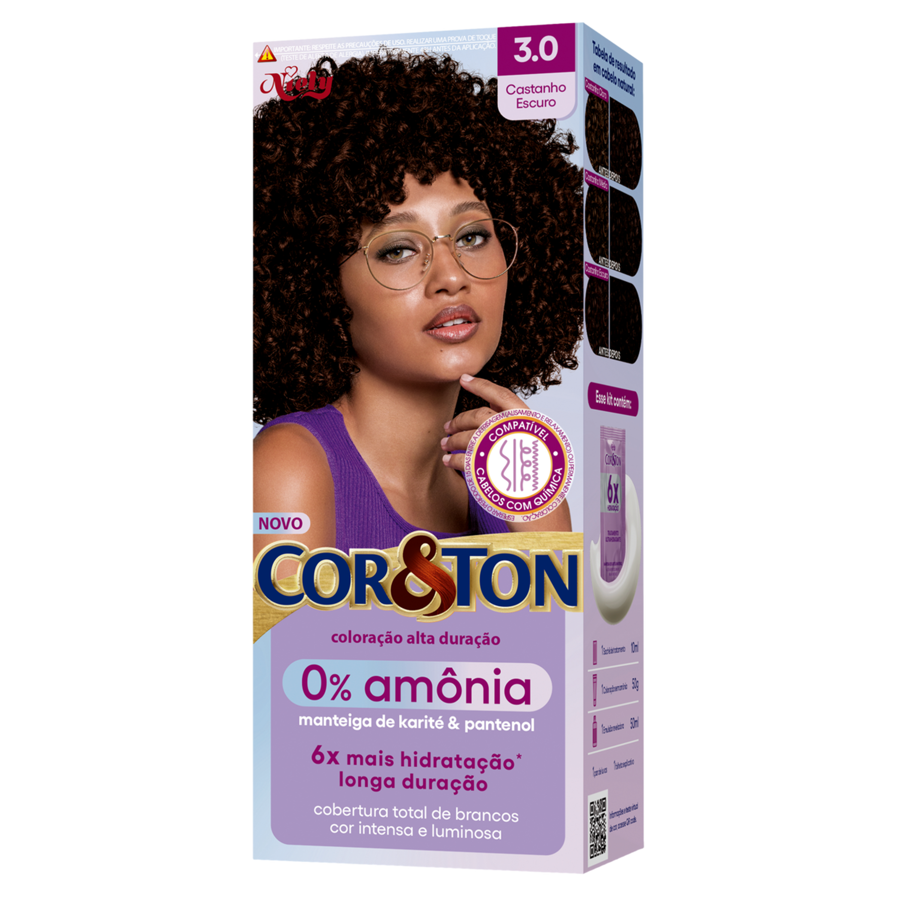 Tintura para Cabelo 0% Amônia Castanho Escuro 3.0 Niely CoreTon