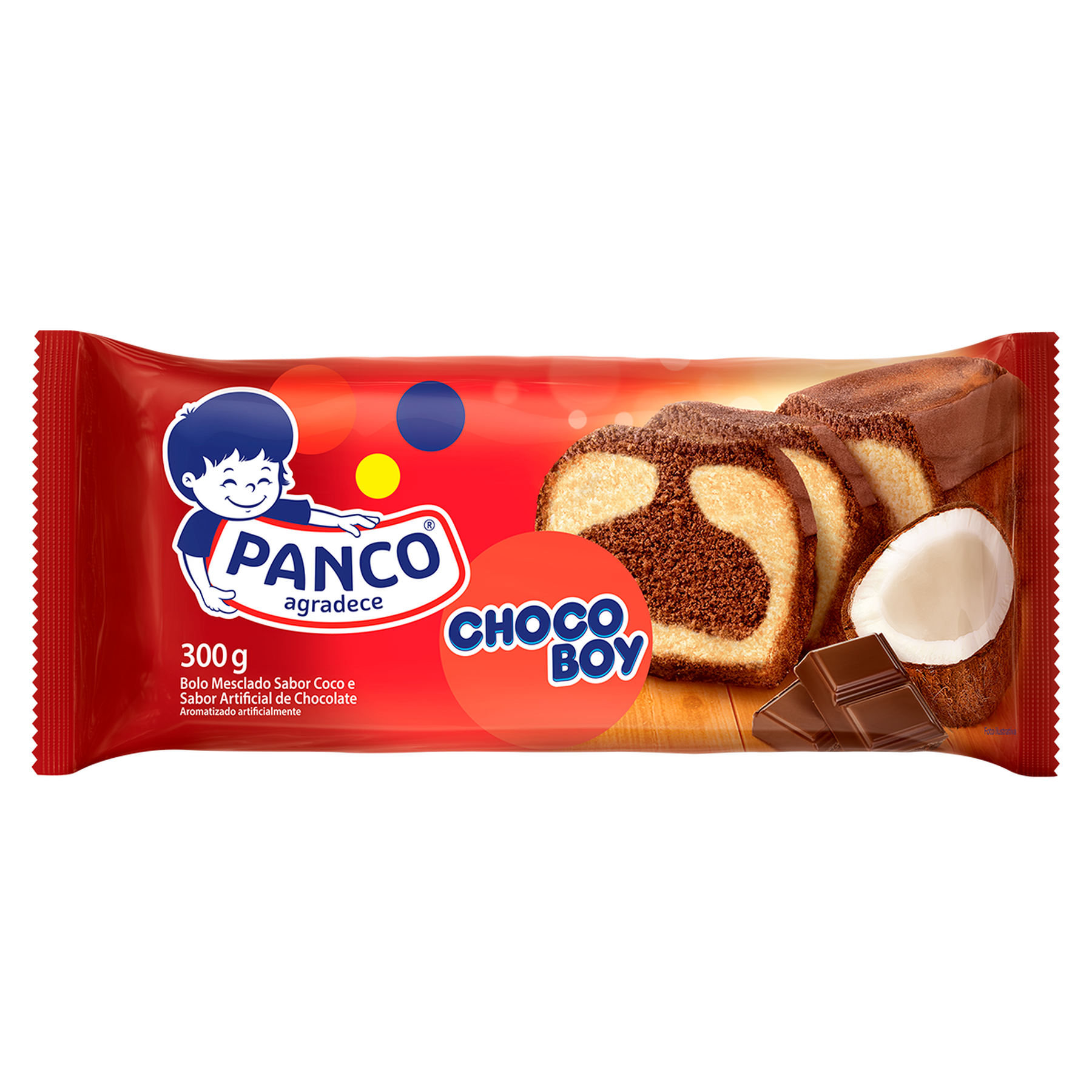 Bolo Mesclado Coco e Chocolate Panco Choco Boy Pacote 300g