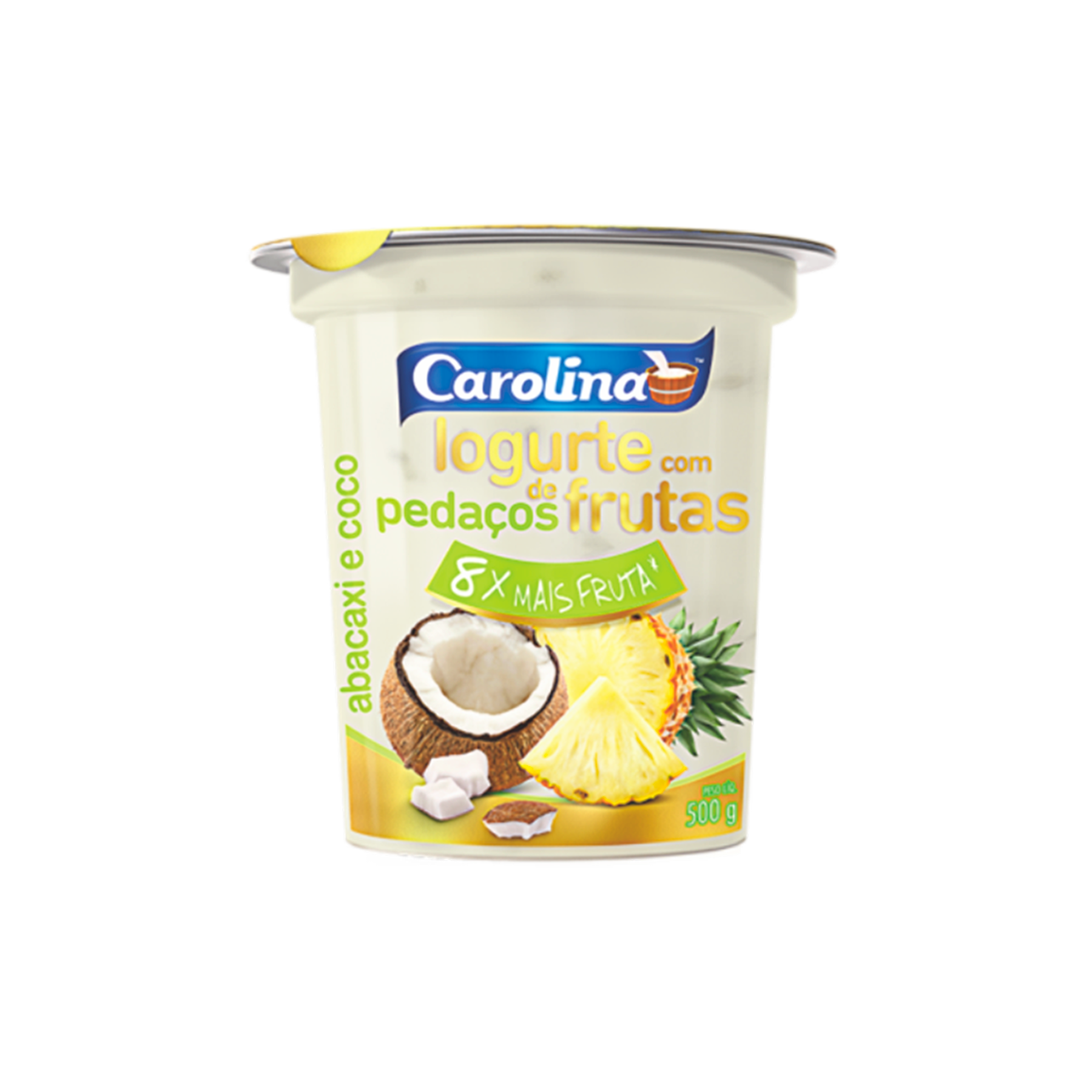 Iogurte com Pedaços de Abacaxi e Coco Carolina 500g