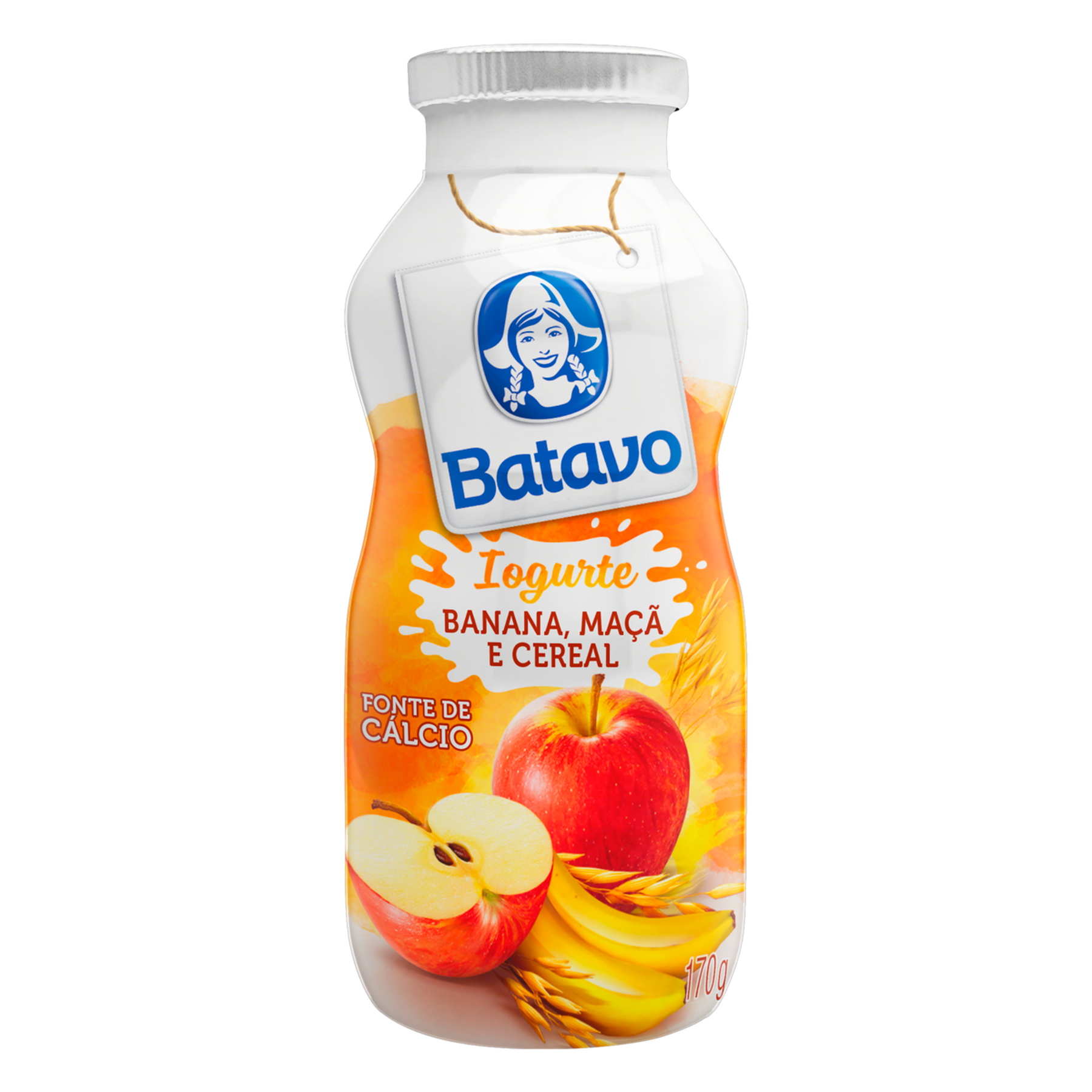 Iogurte Parcialmente Desnatado Banana, Maçã e Cereal Batavo Frasco 170g