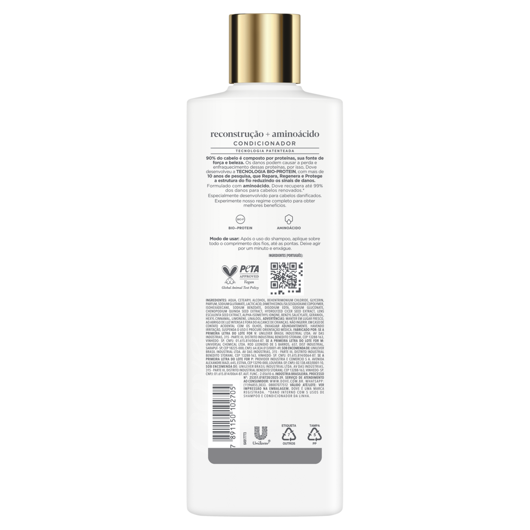 Condicionador Dove Reconstrução + Aminoácido Frasco 370ml