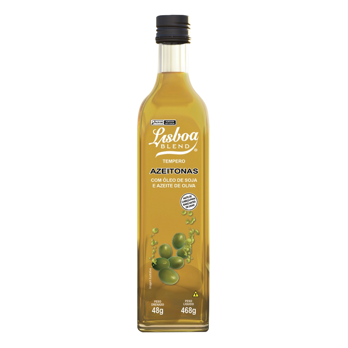 Tempero Azeitonas com &Oacute;leo de Soja e Azeite de Oliva Lisboa Blend 468ml
