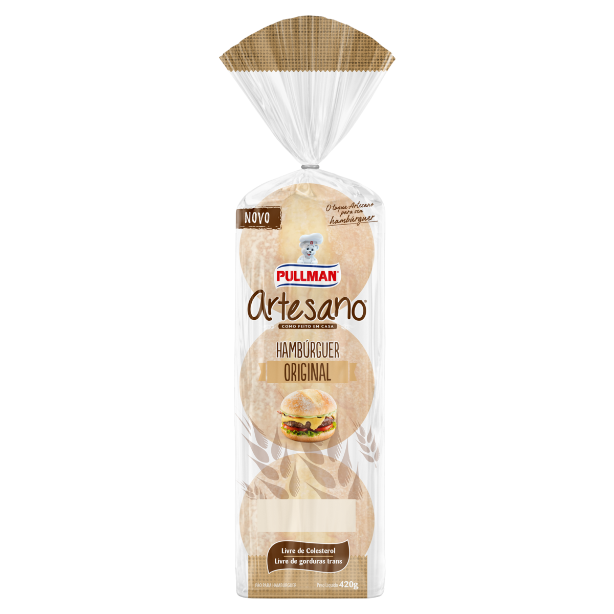 P&atilde;o para Hamb&uacute;rguer Original Artesano Pullman Pacote 420g