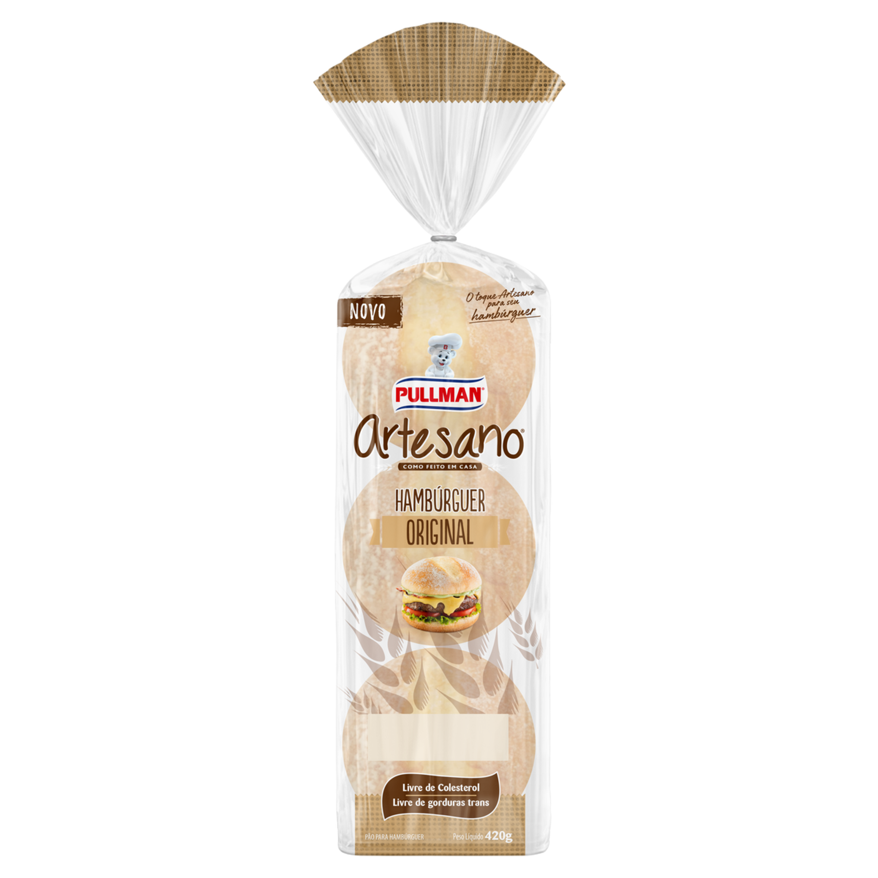 P&atilde;o para Hamb&uacute;rguer Original Artesano Pullman Pacote 420g
