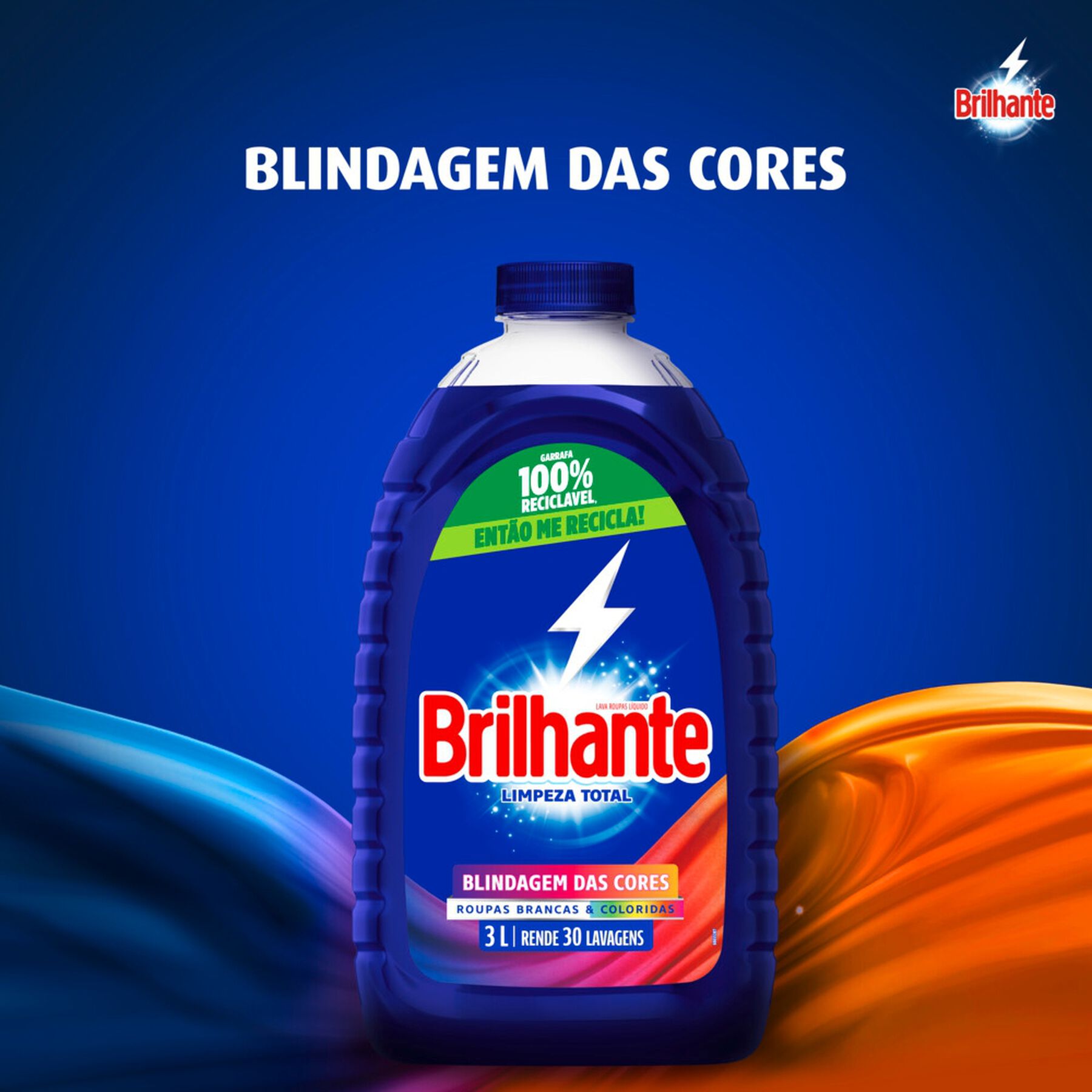 Sabão Líquido Roupas Brancas e Coloridas Brilhante Limpeza Total Galão 3l