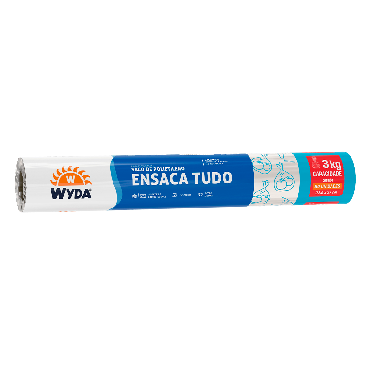 Saco Ensaca Tudo 3kg Wyda 22,5x37cm C/50 Unidades