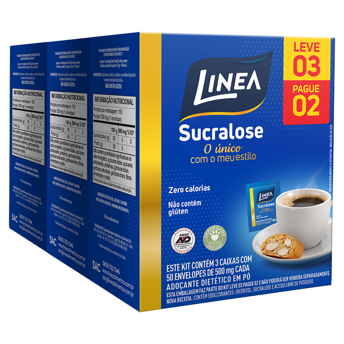 Ado&ccedil;ante em P&oacute; Sucralose Linea - Embalagem Leve 3 Pague 2 Unidades&nbsp;