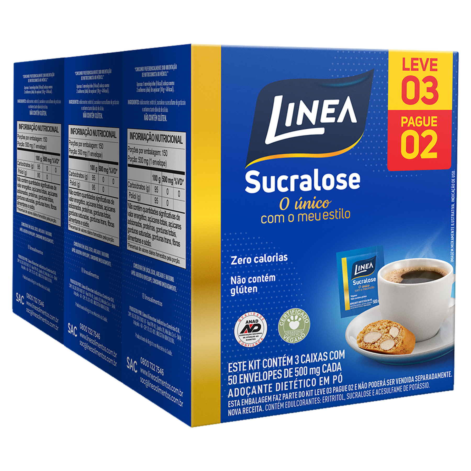 Ado&ccedil;ante em P&oacute; Sucralose Linea - Embalagem Leve 3 Pague 2 Unidades&nbsp;