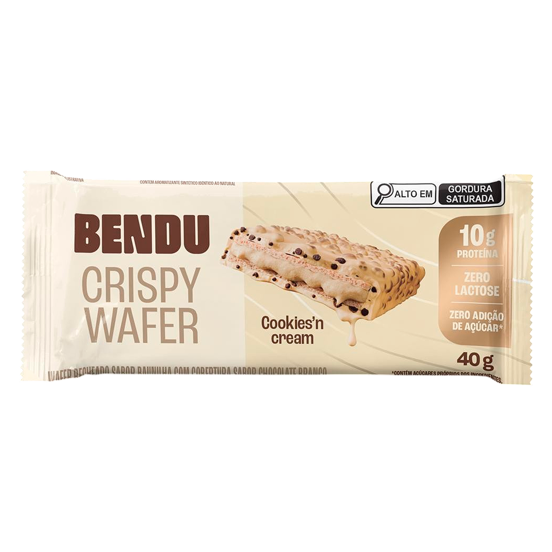 Wafer Recheio Cookies'n Cream Crispy Bendu Pacote 40g