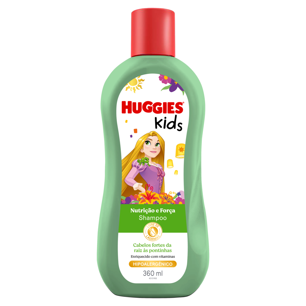 Shampoo Nutri&ccedil;&atilde;o e For&ccedil;a Rapunzel Huggies Kids Frasco 360ml