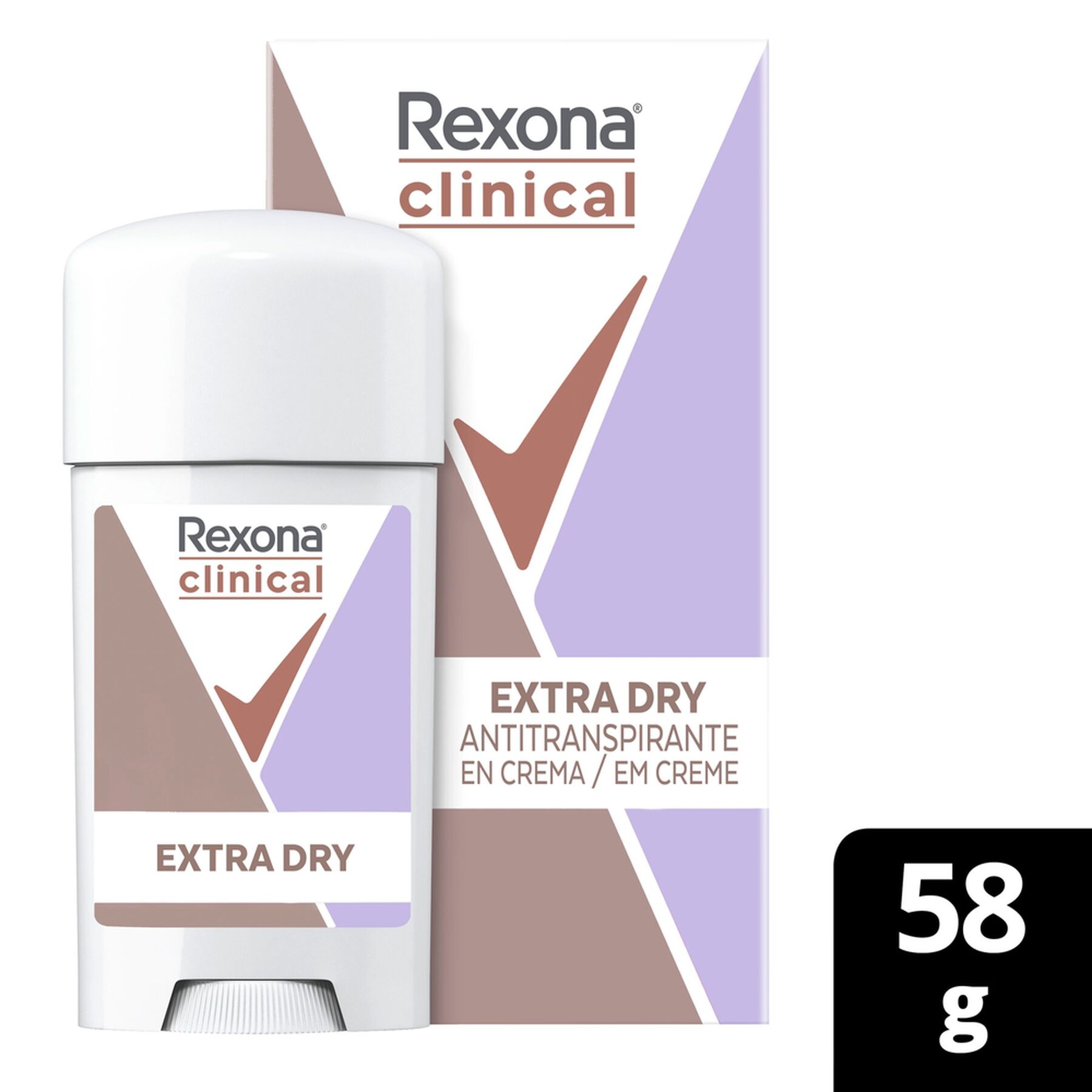 Antitranspirante em Creme Extra Dry Rexona Clinical 58g