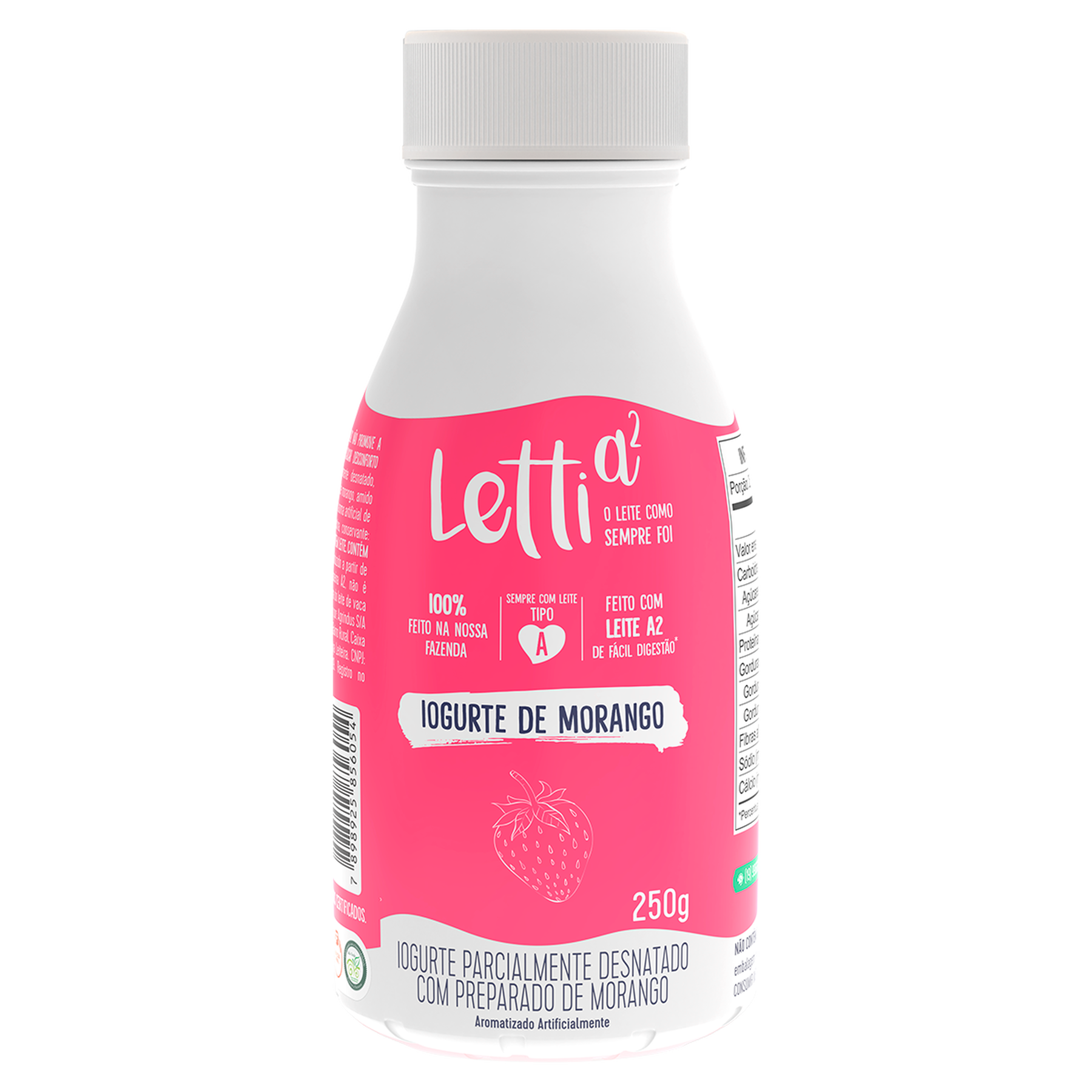 Iogurte Parcialmente Desnatado Morango Letti a&sup2; Frasco 250g