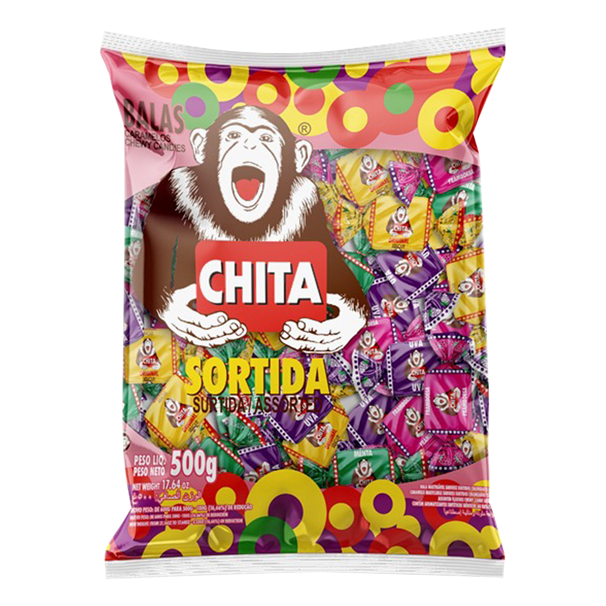 Bala Mastig&aacute;vel Sortida Chita Pacote 500g