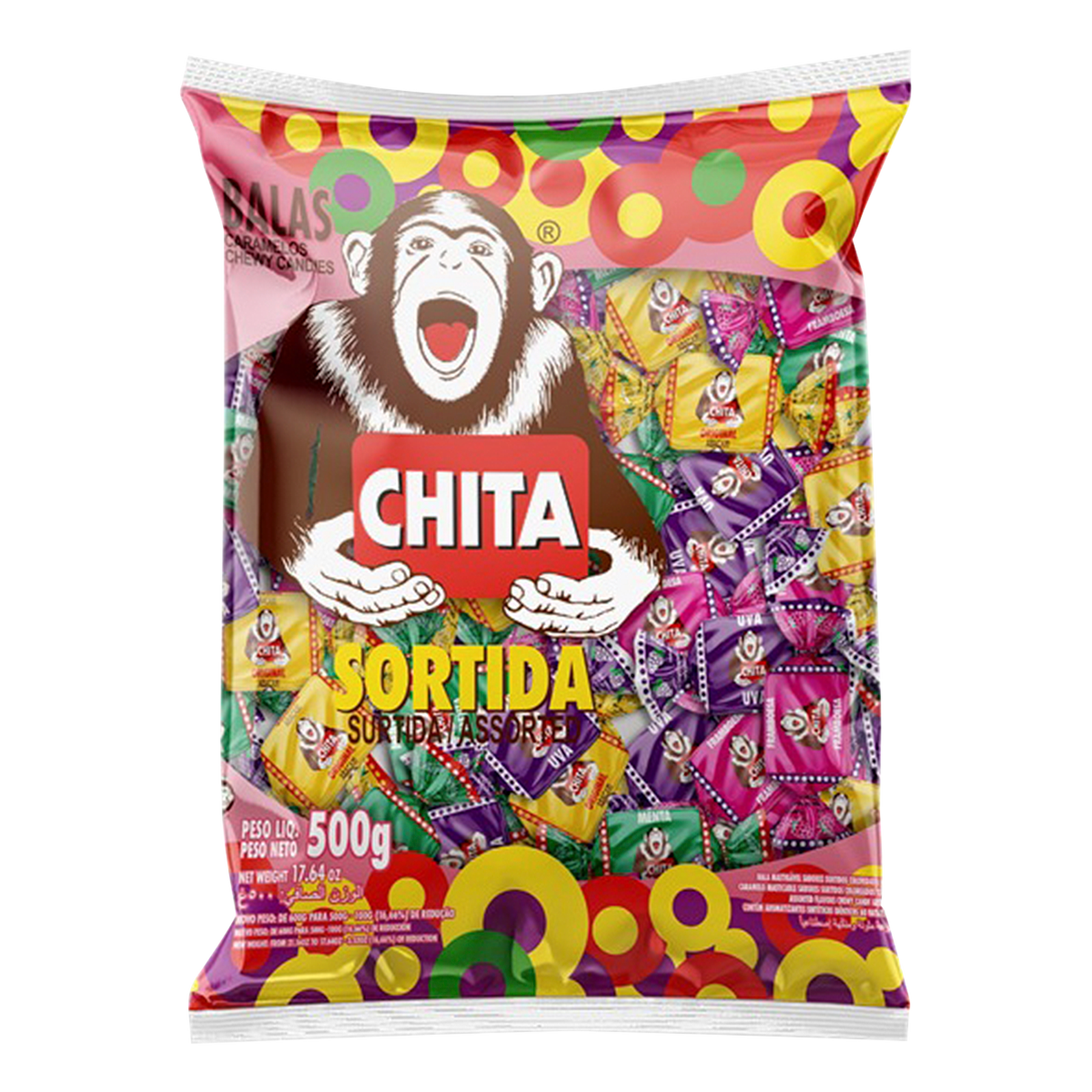 Bala Mastigável Sortida Chita Pacote 500g