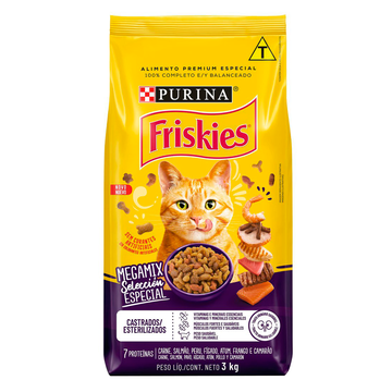 Alimento para Gatos Adultos Castrados Megamix Friskies Purina Pacote 3kg