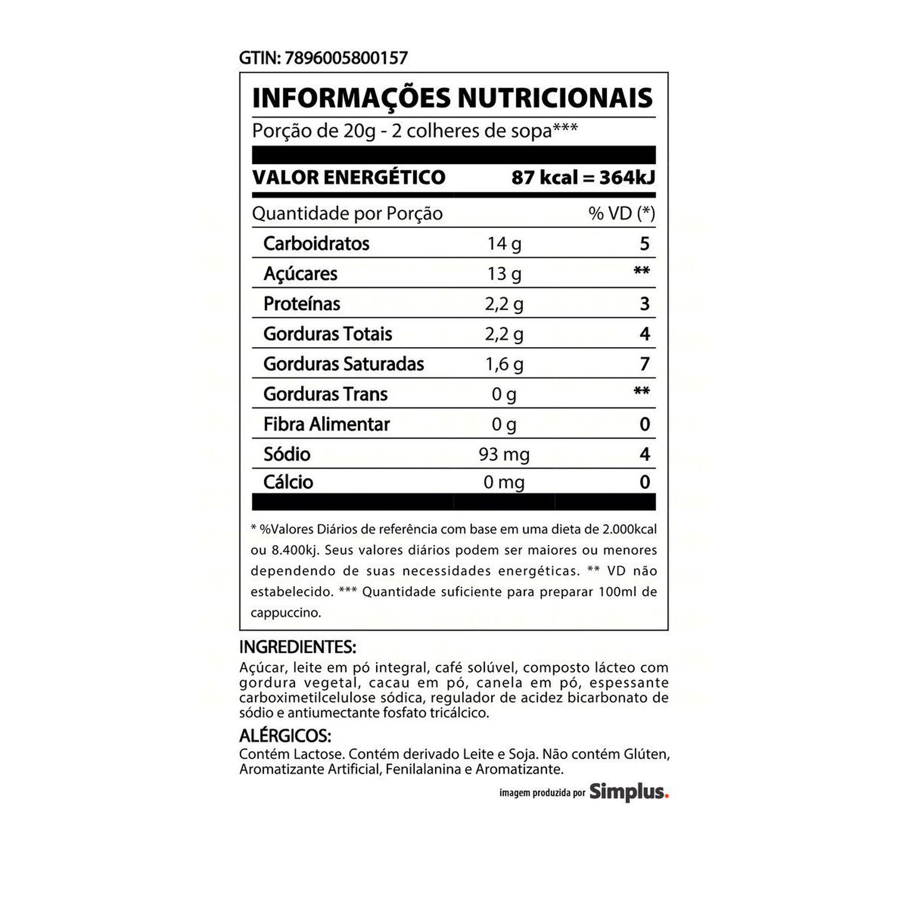 Cappuccino Solúvel Classic 3 Corações Pote 200g