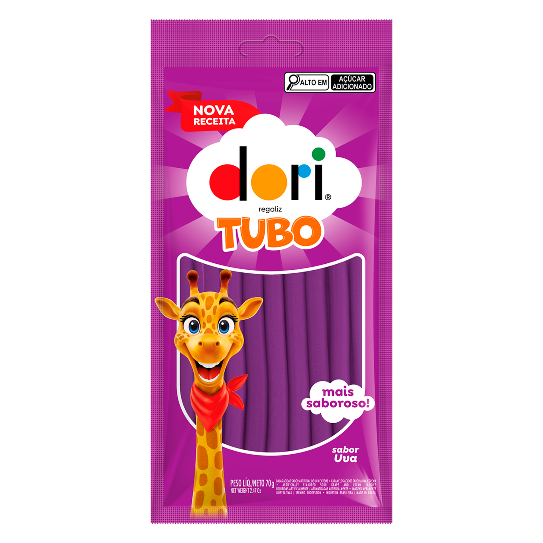 Bala Regaliz Tubo Uva Dori Pacote 70g