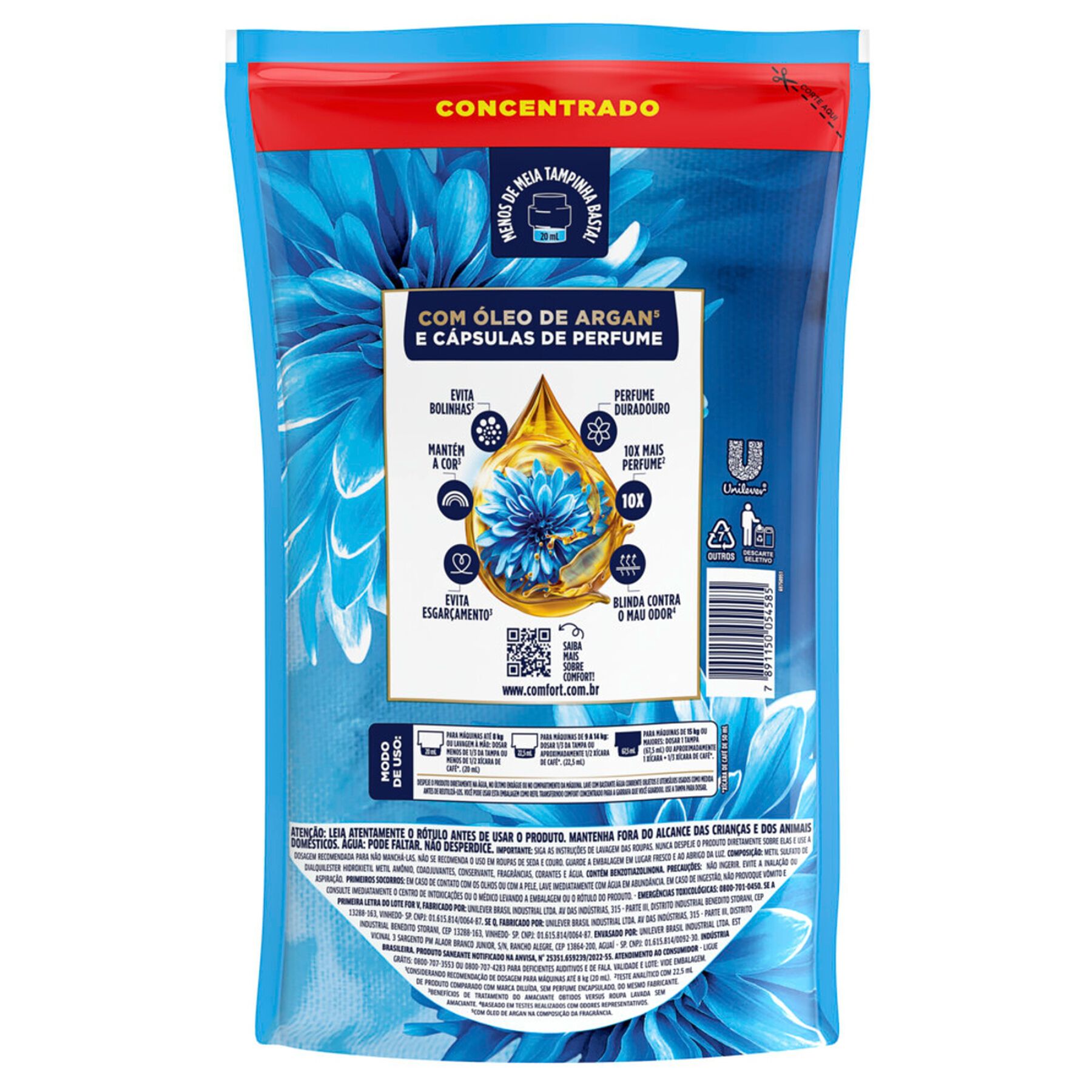 Amaciante Concentrado Comfort Frescor Intenso 900ml Refil